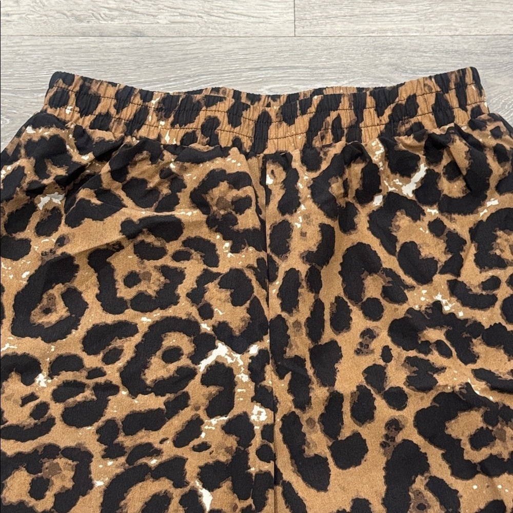 Leopard Brown Black Animal Print High Waisted Wide Leg Women’s Pants Large - Picture 8 of 14